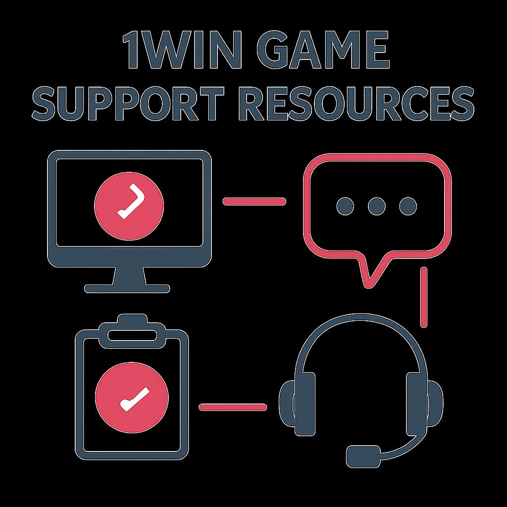 An educational diagram on 1Win Game support resources.