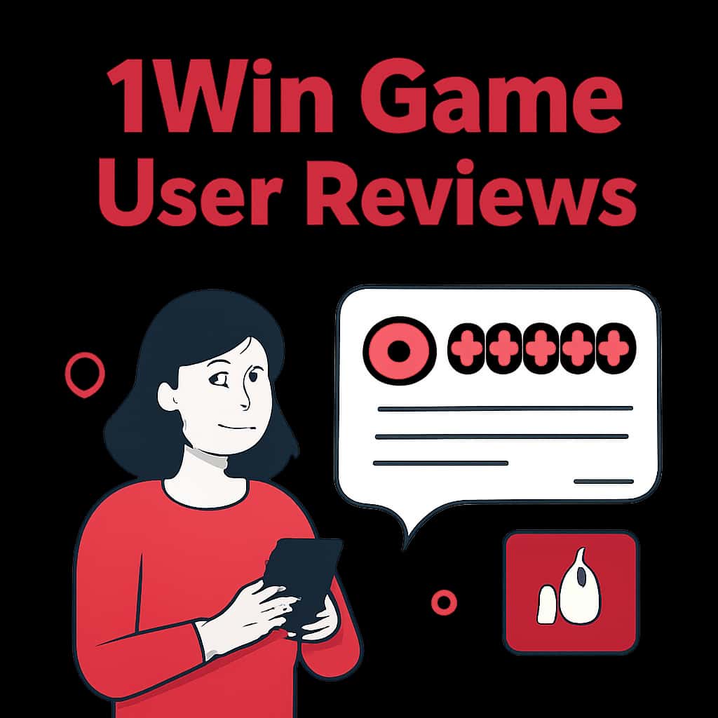 An illustration summarizing key points from user reviews of 1Win Game.