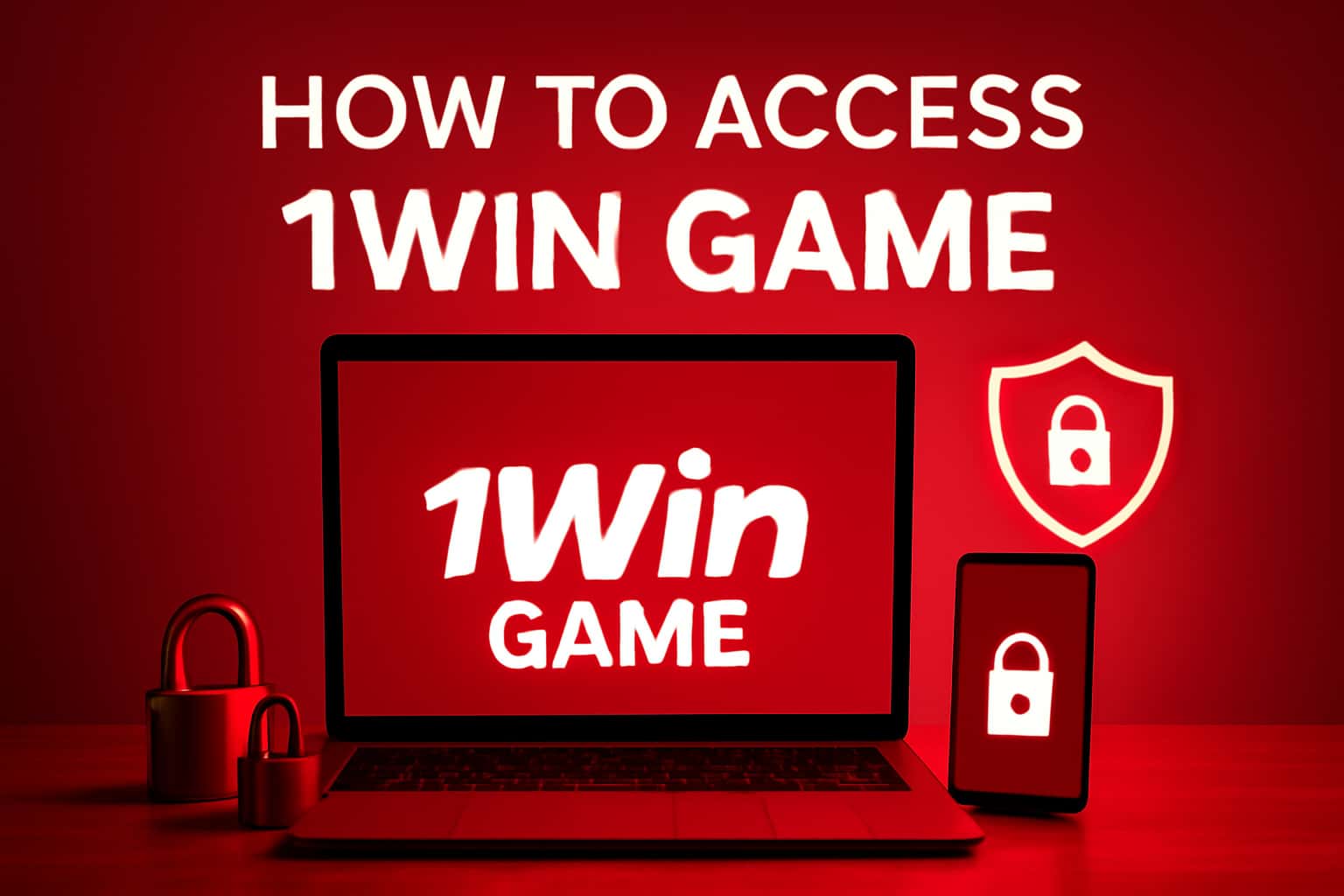 An informational graphic illustrating how to securely access the 1Win Game platform.