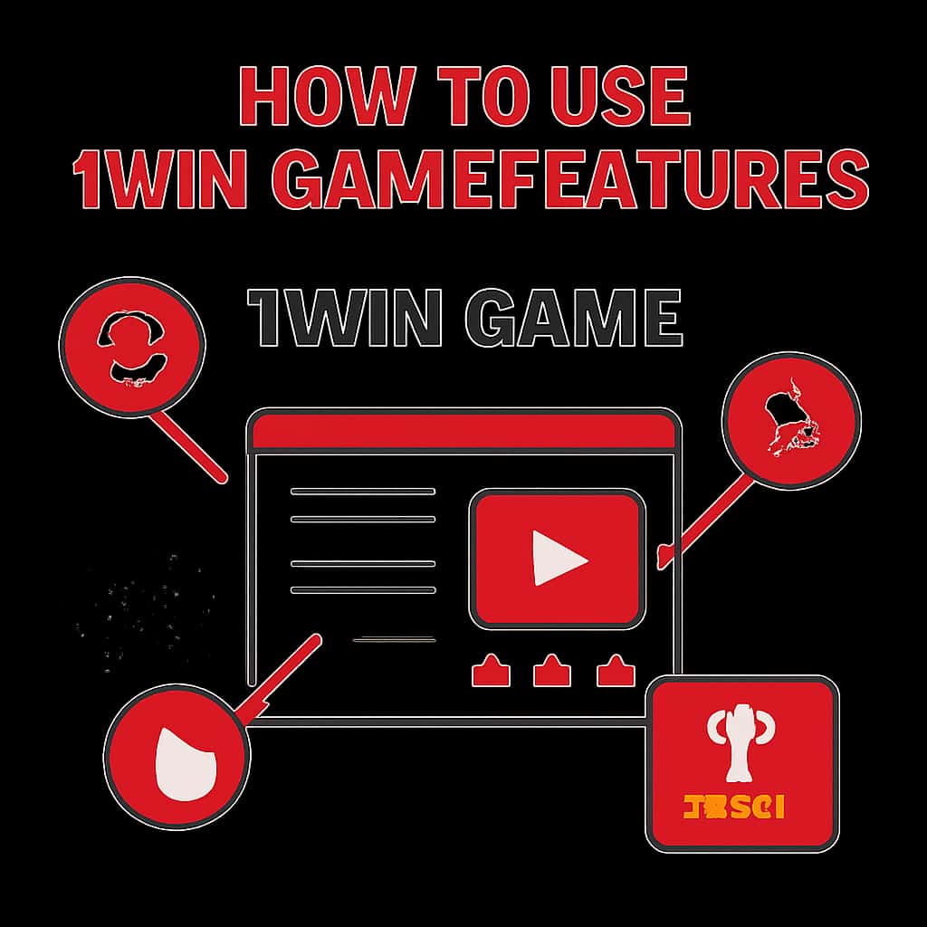 An illustration demonstrating various features of the 1Win Game platform.